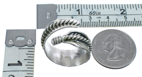 American Indian Authentic Sterling Silver Feather Ring Size 7 AX122031