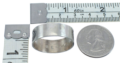 Navajo Authentic Sterling Silver Band Ring Size 12-3/4 AX121958