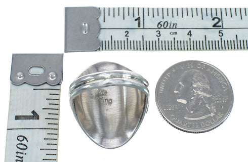 Authentic Sterling Silver Navajo Turquoise Coral Leaf Design Ring Size 11-1/4 AX122078