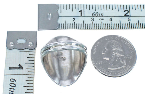 Authentic Sterling Silver Navajo Turquoise Coral Leaf Design Ring Size 11-1/4 AX122099