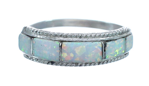 Navajo Authentic Sterling Silver Opal Ring Size 8-1/4 JX122185