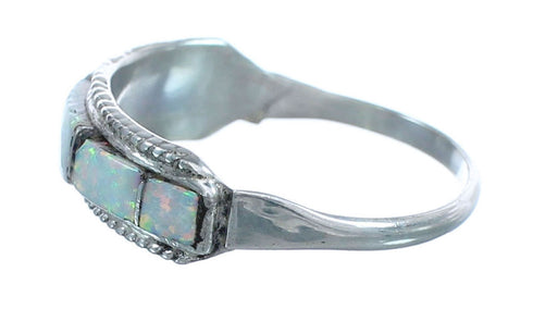 Navajo Authentic Sterling Silver Opal Ring Size 6-1/2 JX122181