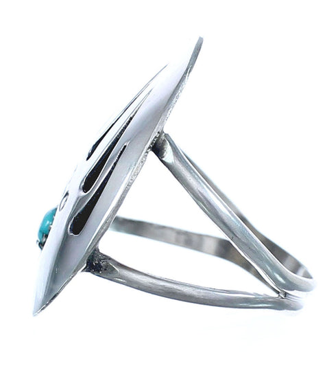 Native American Genuine Sterling Silver Turquoise Bear Paw Ring Size 8-1/4 JX122014