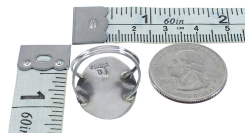 Native American Genuine Sterling Silver Turquoise Bear Paw Ring Size 10 JX123167