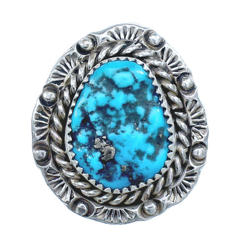 Native American Navajo Sterling Silver Turquoise Ring Size 8-1/2 JX122190