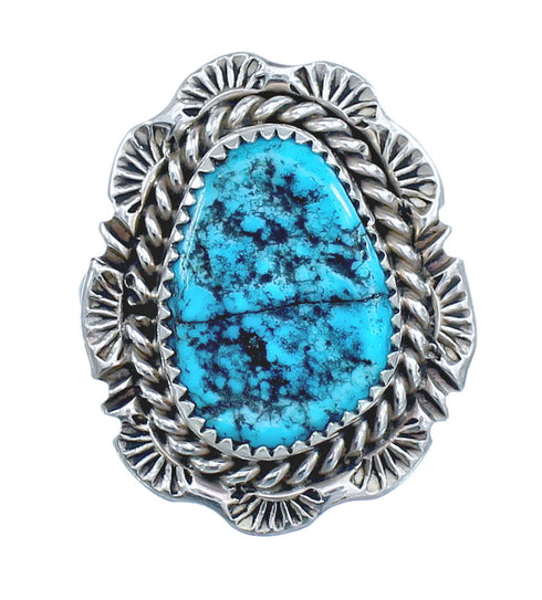 Native American Navajo Sterling Silver Turquoise Ring Size 8-1/4 JX122196