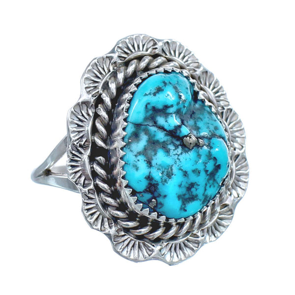 Native American Navajo Sterling Silver Turquoise Ring Size 8-1/4 JX122202