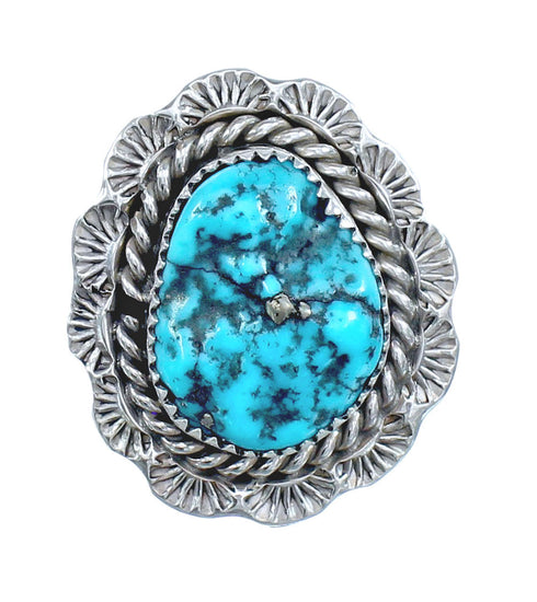 Native American Navajo Sterling Silver Turquoise Ring Size 8-1/4 JX122202