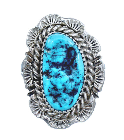 Native American Navajo Sterling Silver Turquoise Ring Size 9-1/4 JX122204