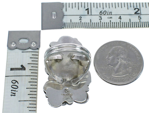 Native American Sterling Silver Turquoise Leaf And Flower Ring Size 8-3/4 JX122104