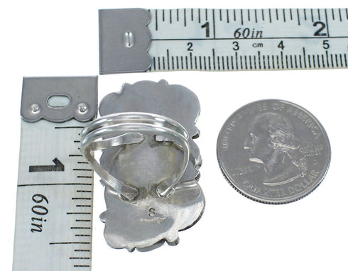 Native American Sterling Silver Turquoise Flower Ring Size 8-1/2 JX122103