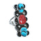 Native American Turquoise Coral Sterling Silver Ring Size 8-1/2 JX122128