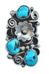 Native American Authentic Sterling Silver Turquoise Ring Size 8-3/4 JX122132