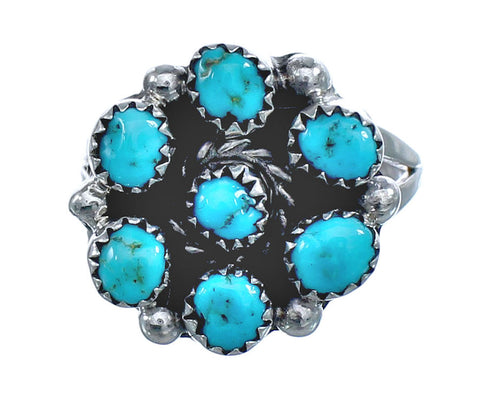 Native American Authentic Sterling Silver Turquoise Ring Size 6-1/4 JX122159
