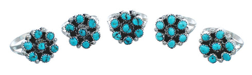 Native American Authentic Sterling Silver Turquoise Ring Size 6-1/4 JX122159