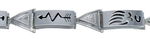 Silver Alonzo Mariano Navajo Kokopelli And Arrow Link Bracelet AX122580