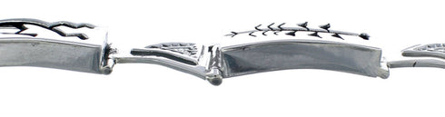 Silver Alonzo Mariano Navajo Kokopelli And Arrow Link Bracelet AX122580