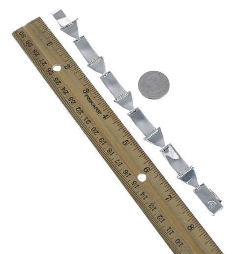 Silver Alonzo Mariano Navajo Kokopelli And Arrow Link Bracelet AX122580
