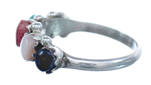Native American Zuni Multistone Sterling Silver Ring Size 5-1/4 JX122368
