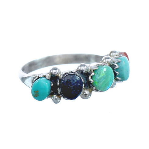 Native American Zuni Multistone Sterling Silver Ring Size 4-1/4 JX122371