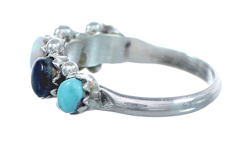 Native American Zuni Multistone Sterling Silver Ring Size 4-3/4 JX122380