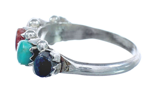Native American Zuni Multistone Sterling Silver Ring Size 5-1/4 JX122388