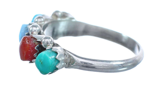 Native American Zuni Multistone Sterling Silver Ring Size 5-1/2 JX122389