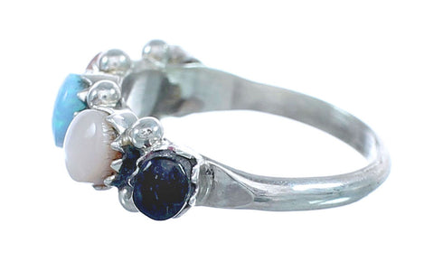 Native American Zuni Multistone Sterling Silver Ring Size 4-1/2 JX122390