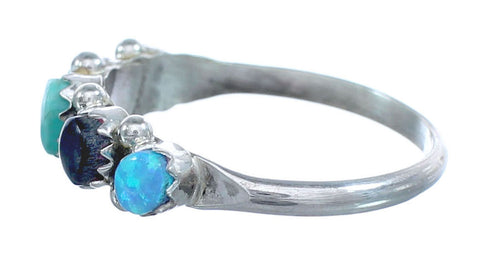 Native American Zuni Multistone Sterling Silver Ring Size 8-3/4 JX122394