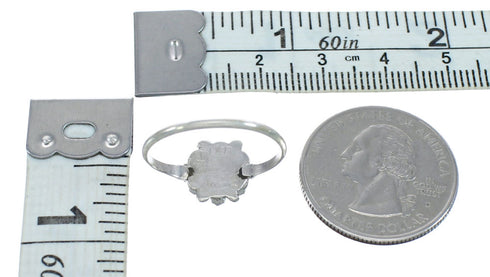 Native American Zuni Genuine Sterling Silver Coral Ring Size 5-1/2 JX122449