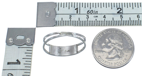 Native American Zuni Sterling Silver Blue Opal Inlay Ring Size 10-3/4 JX122424