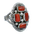 Native American Navajo Sterling Silver Coral Ring Size 9-1/4 JX124841