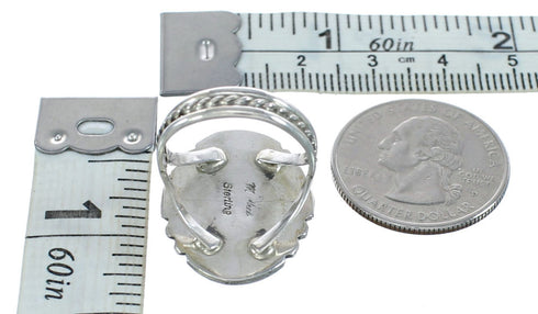 Native American Navajo Sterling Silver Coral Ring Size 7 JX122517