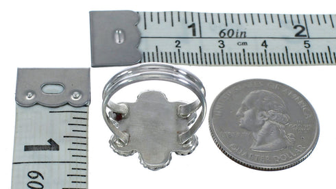 Native American Onyx Flower Authentic Sterling Silver Ring Size 9 JX122355