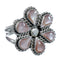 Native American Mother of Pearl Flower Authentic Sterling Silver Ring Size 8 JX130530