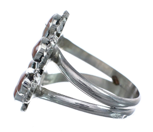 Native American Mother of Pearl Flower Authentic Sterling Silver Ring Size 8 JX130530