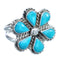 Native American Turquoise Flower Authentic Sterling Silver Ring Size 8-3/4 JX130567