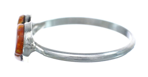 Native American Orange Opal Heart Sterling Silver Ring Size 6-1/4 JX122672