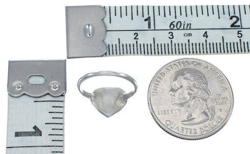 Native American Orange Opal Heart Sterling Silver Ring Size 4-1/4 JX122668