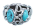 Native American Leaf Sterling Silver And Turquoise Ring Size 12-3/4 JX122621