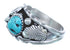 Native American Leaf Sterling Silver And Turquoise Ring Size 12-3/4 JX122621