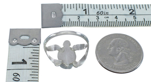 Navajo Sterling Silver Turquoise Inlay Turtle Ring Size 9 JX122686