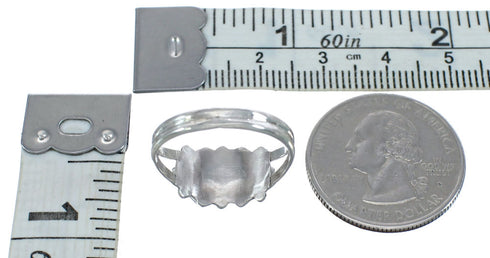 Native American Zuni Turquoise Coral Sterling Silver Ring Size 7-1/2 JX122582