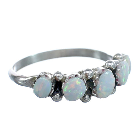 Native American Zuni Opal Genuine Sterling Silver Ring Size 5 JX122604