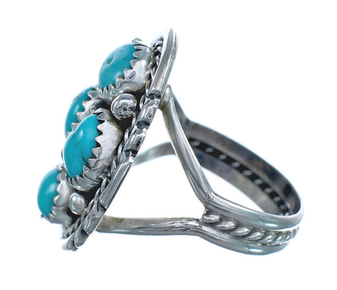 Native American Navajo Turquoise Sterling Silver Ring Size 6-3/4 JX124786