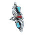 Authentic Sterling Silver Navajo Turquoise Coral Leaf Design Ring Size 7-1/4 AX122439