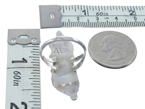 Authentic Sterling Silver Navajo Turquoise Coral Leaf Design Ring Size 7-1/4 AX122439