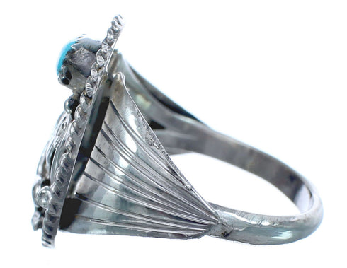 Native American Turquoise Sterling Silver Navajo Eagle Ring Size 11-1/4 AX122330