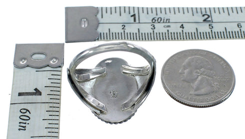 Native American Turquoise Sterling Silver Navajo Eagle Ring Size 11 AX122329