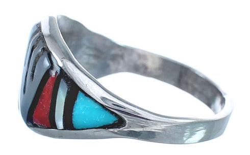 Multicolor Zuni Indian Genuine Sterling Silver Jewelry Ring Size 6-3/4 AX122417